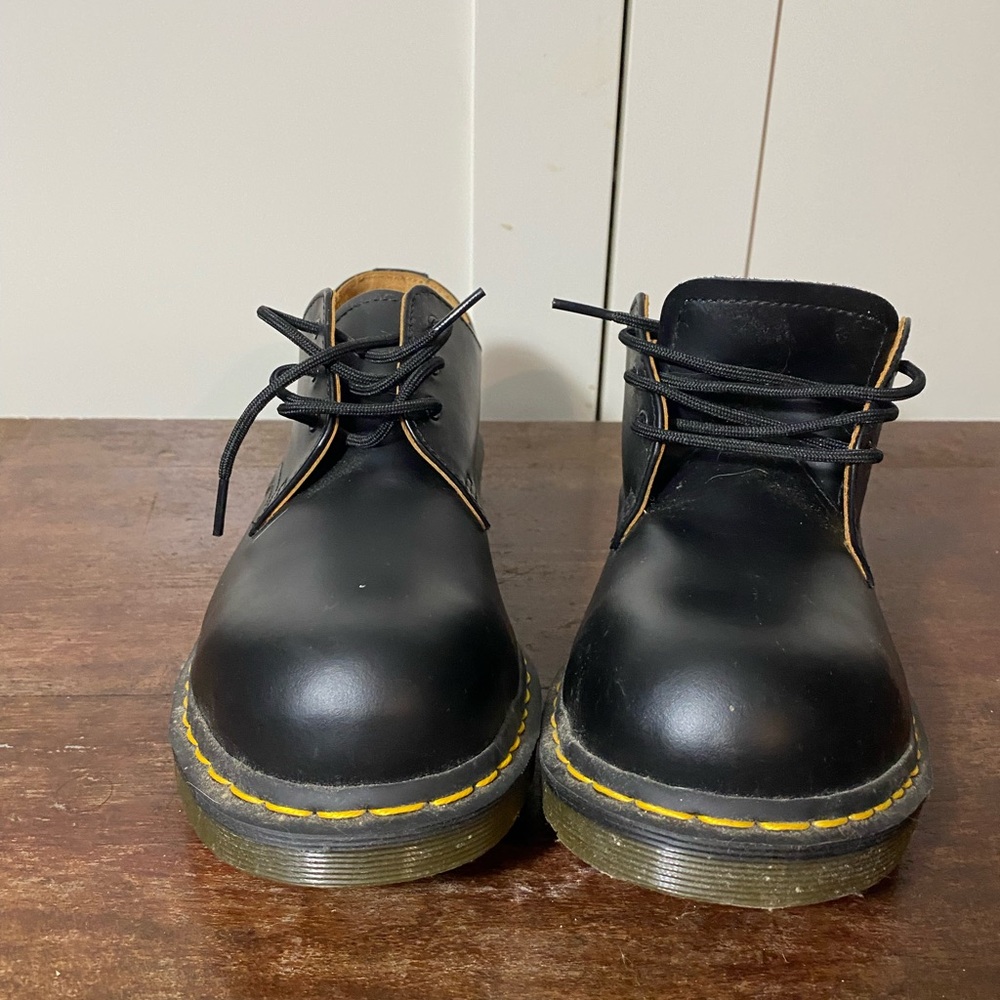 Dr. Martens Black Oxfords with Yellow Stitching